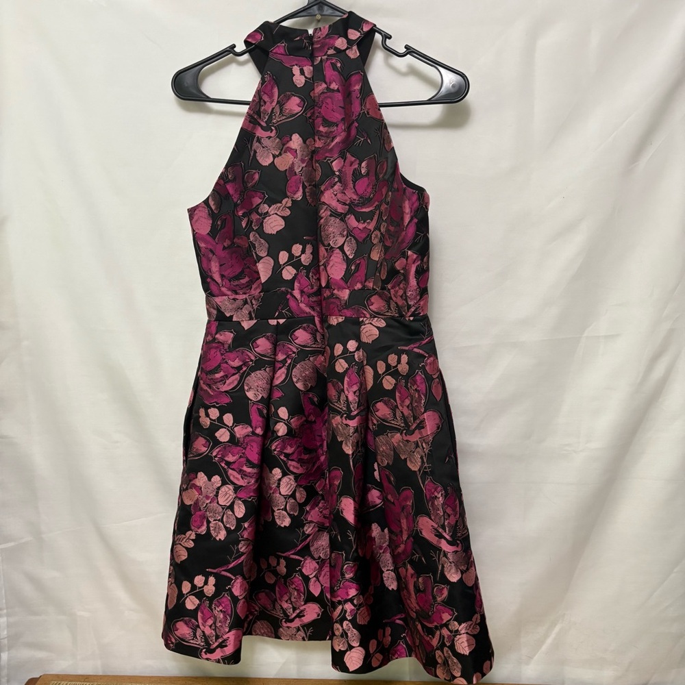 Eliza J Floral Jacquard Halter Dress Size 4P - Picture 4 of 10